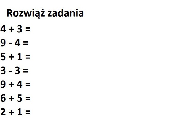 Kolorowanka dodawanie i odejmowanie