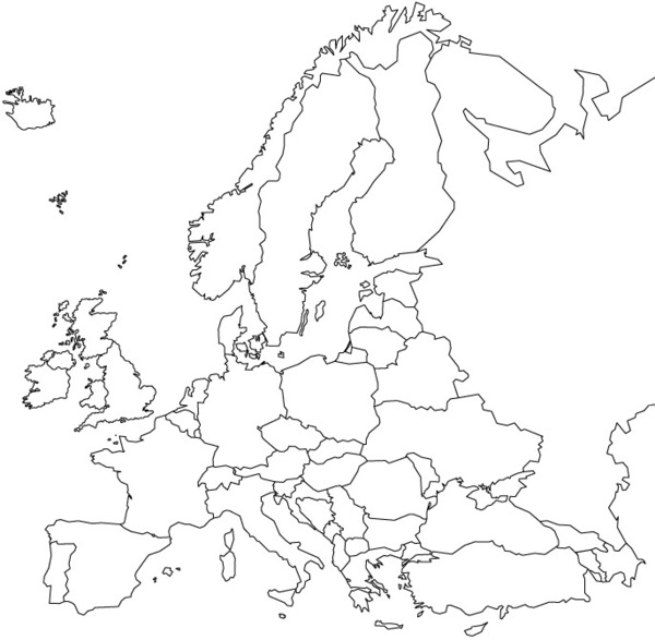 Kolorowanka mapa Europy