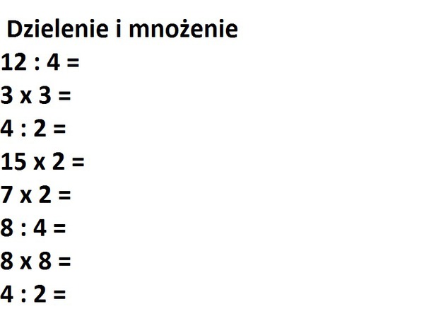 Zadania mnożenie i dzielenie