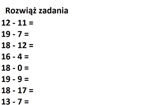 Zadania odejmowanie